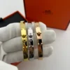 Hermes Anchor Link Stone-Accented Bangle Bracelet