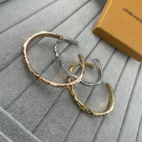 Louis Vuitton Polished V-Letter Open Cuff Bracelet