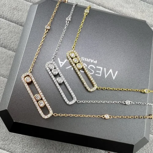 Messika Move Three-Stone Pavé Necklace