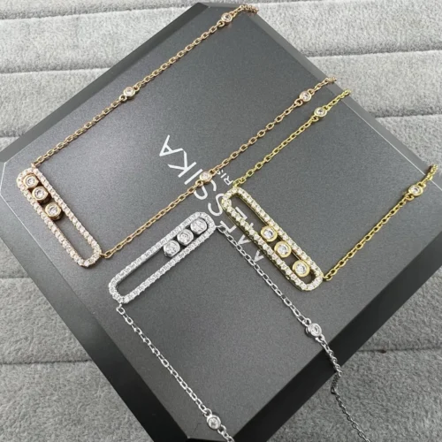 Messika Move Three-Stone Pavé Necklace