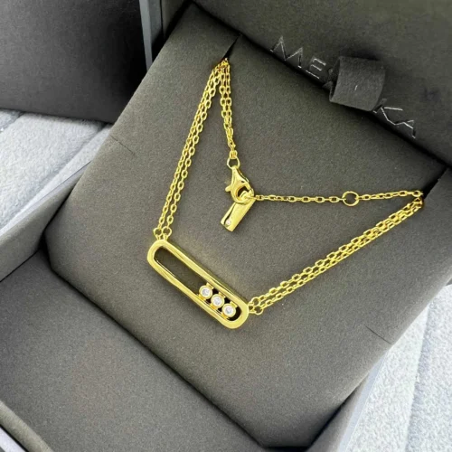 Messika Move Chain Link Three-Stone Double-Layer Necklace