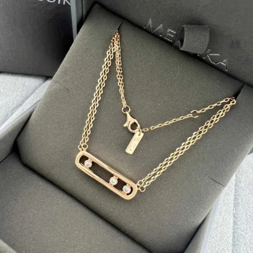Messika Move Chain Link Three-Stone Double-Layer Necklace