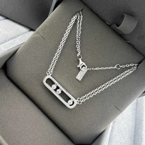 Messika Move Chain Link Three-Stone Double-Layer Necklace