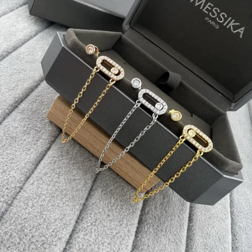 Messika Move Single-Stone Asymmetric Stud Earrings