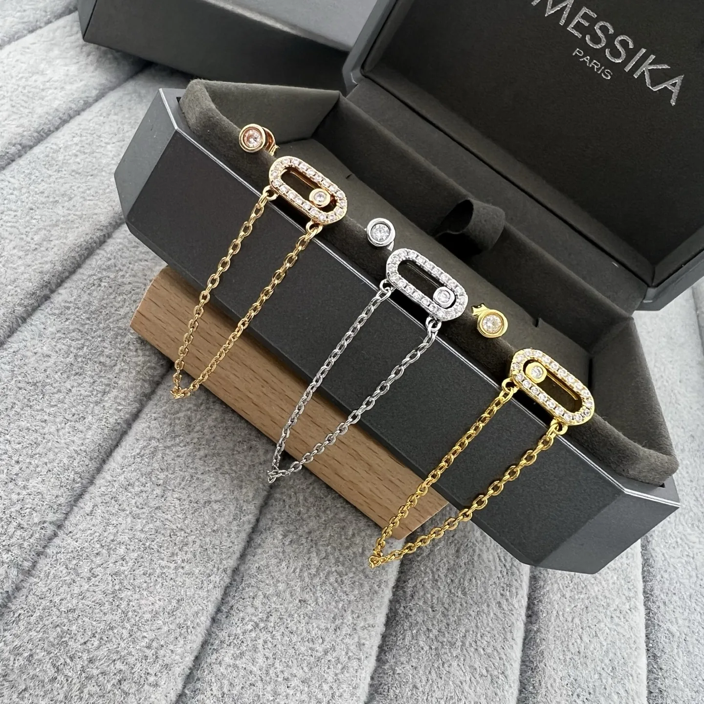 Messika Move Single-Stone Asymmetric Stud Earrings