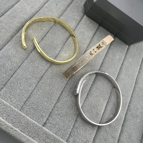 Messika Three-Stone Matte Bangle Bracelet