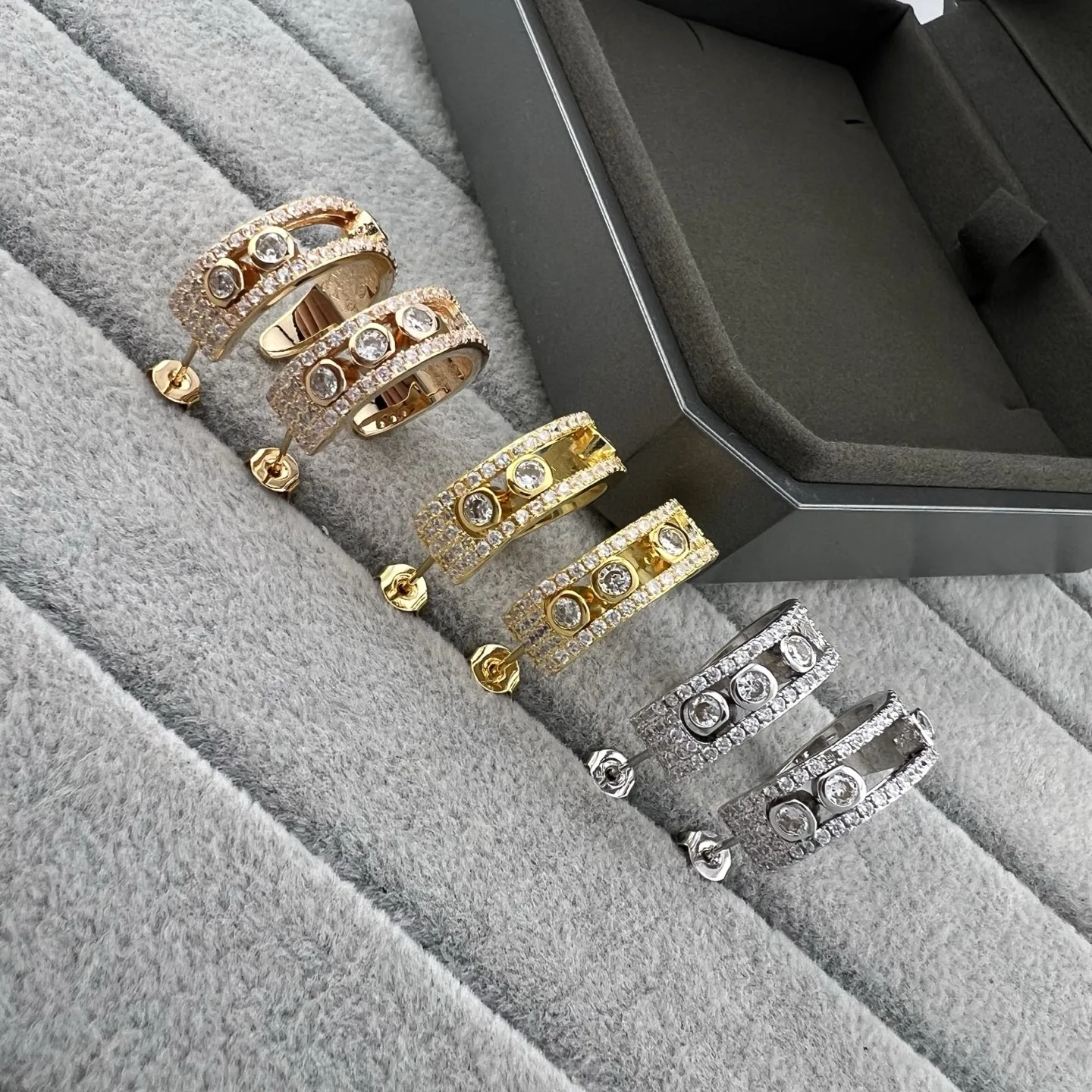 Messika Move Three-Stone Pavé Earrings