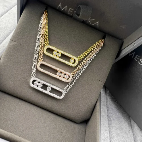 Messika Move Chain Link Three-Stone Double-Layer Necklace