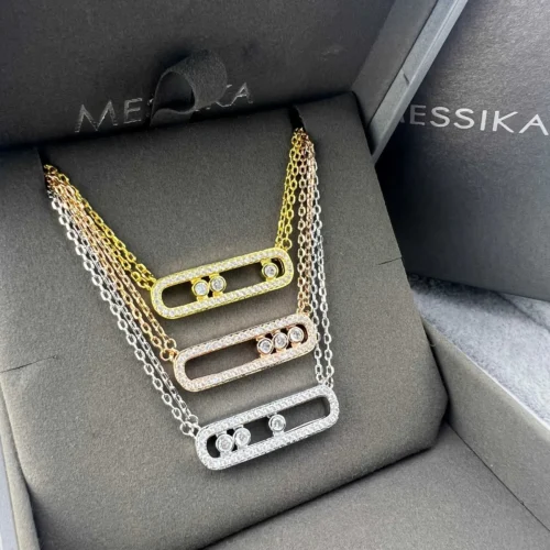 Messika Move Chain Link Three-Stone Double-Layer Necklace