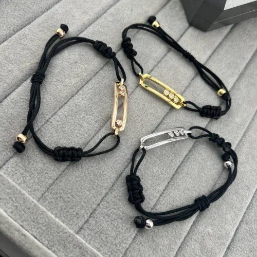 Messika Move Three-Stone Black Cord Bracelet