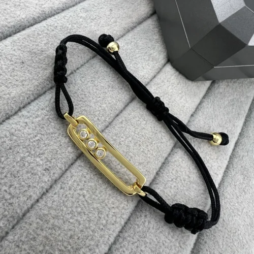 Messika Move Three-Stone Black Cord Bracelet