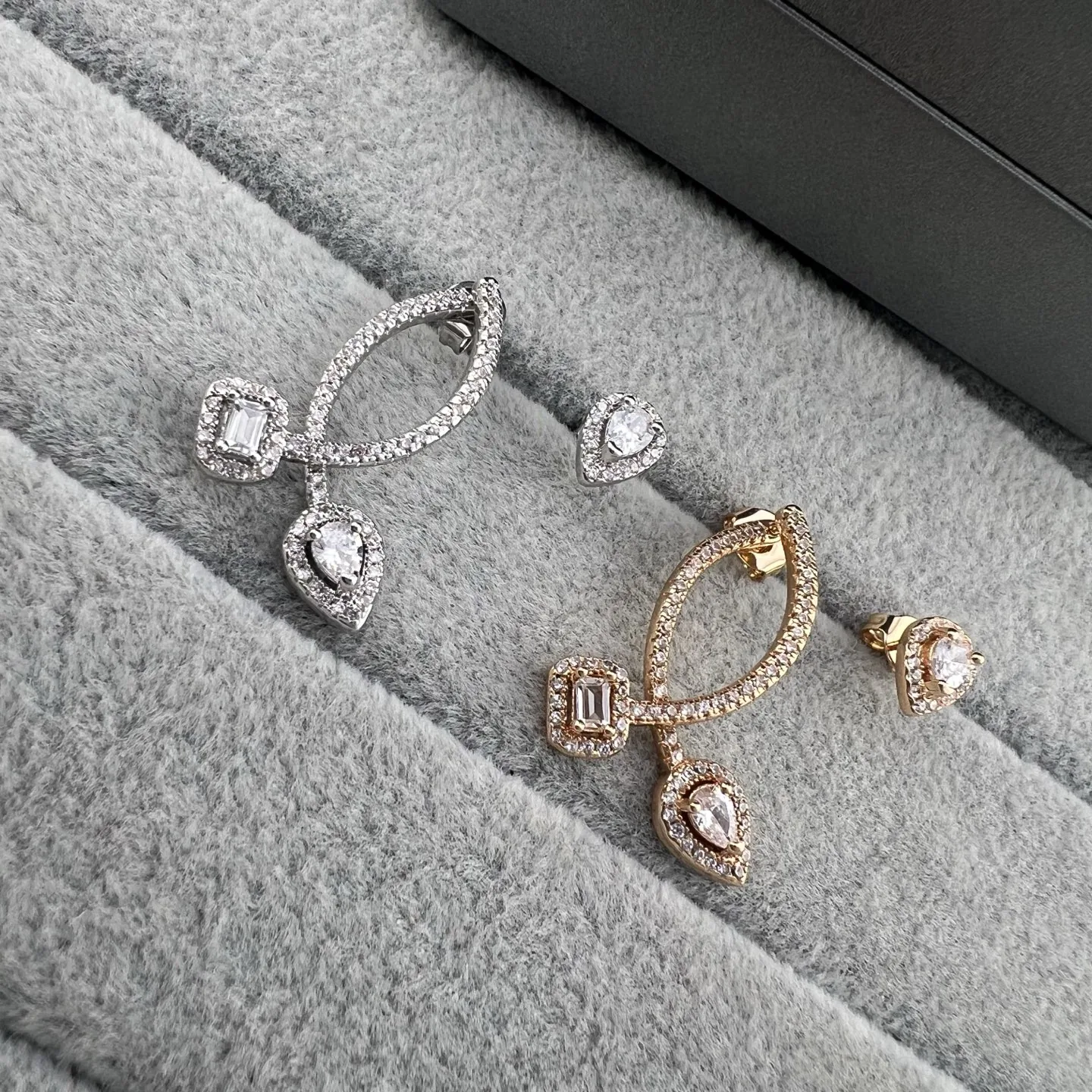 Messika Teardrop Asymmetric Stud Earrings