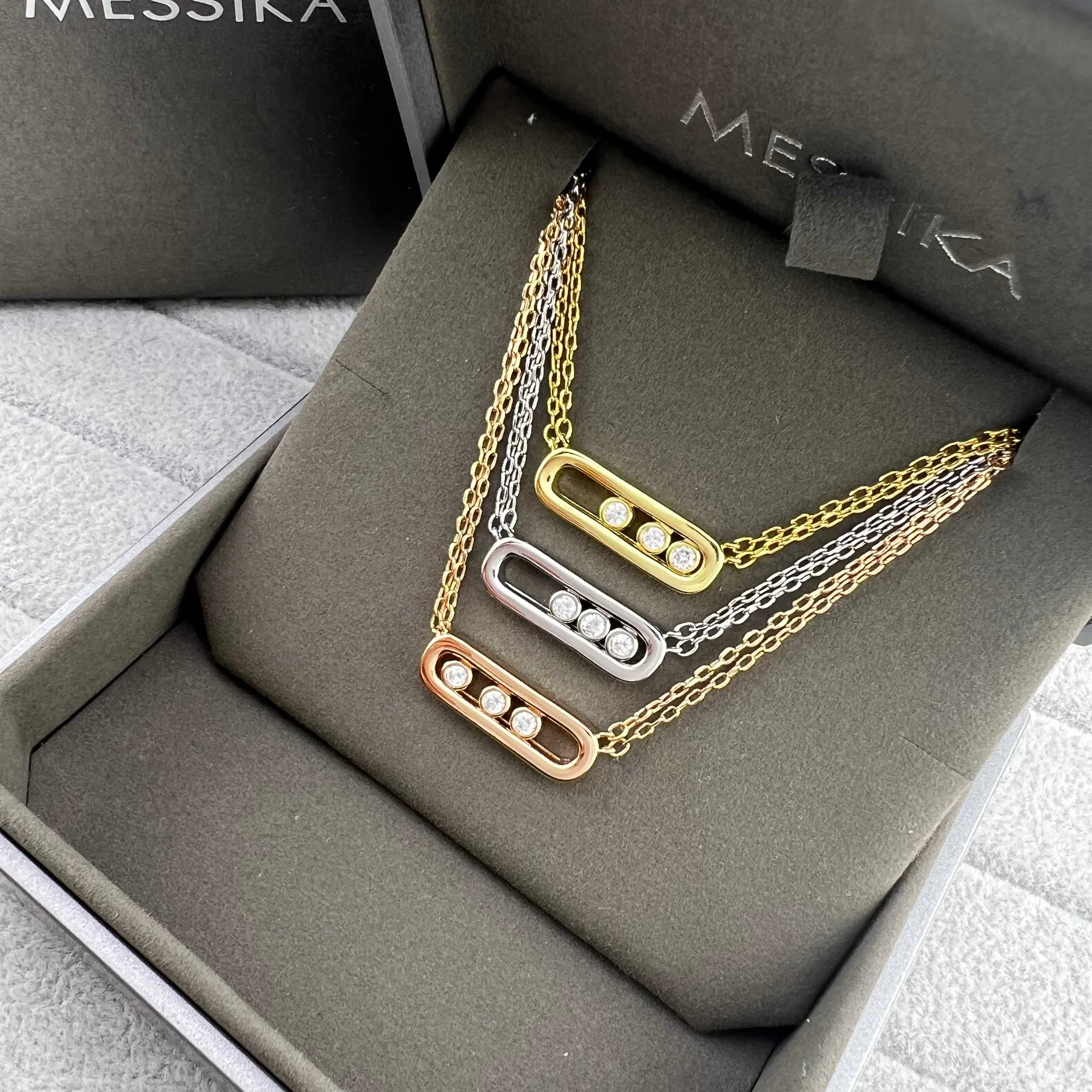 Messika Move Three-Stone Double-Layer Necklace