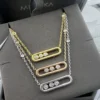 Messika Three-Stone Textured Necklace
