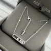 Messika Three-Stone Textured Necklace