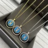 Messika Turquoise Three-Stone Pavé Long Necklace