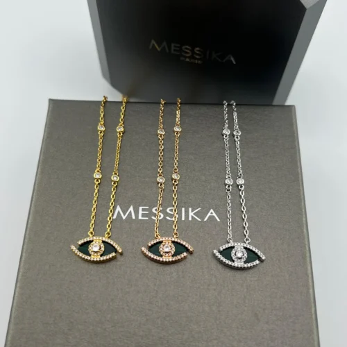 Messika Lucky Eye Malachite Pavé Necklace