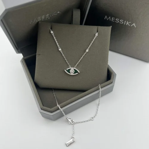 Messika Lucky Eye Malachite Pavé Necklace