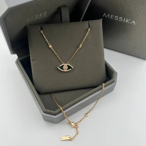 Messika Lucky Eye Malachite Pavé Necklace