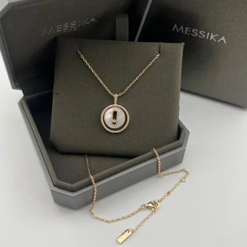 Messika Lucky Move Mother-of-Pearl Single-Stone Sliding Necklace