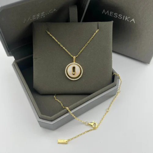 Messika Lucky Move Mother-of-Pearl Single-Stone Sliding Necklace