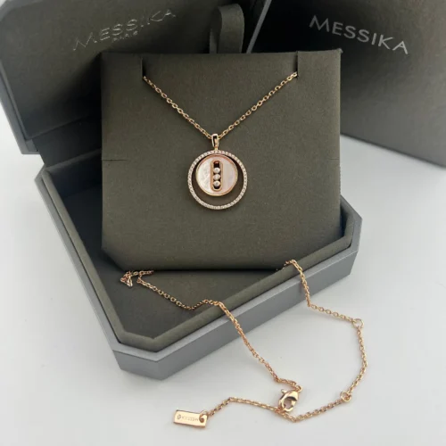 Messika Lucky Move Mother-of-Pearl Three-Stone Sliding Necklace