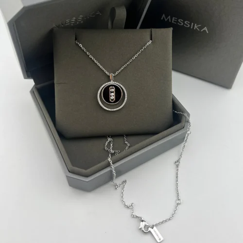 Messika Lucky Move Black Onyx Agate Three-Stone Necklace