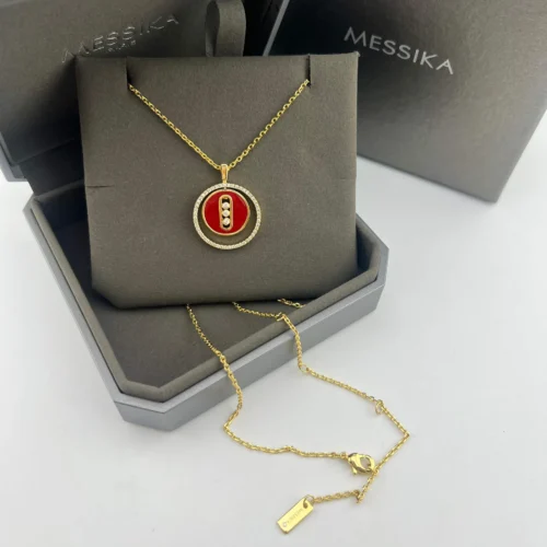 Messika Lucky Move Carnelian Agate Three-Stone Necklace