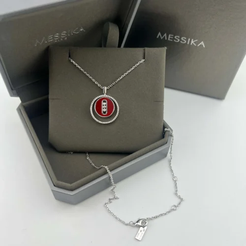 Messika Lucky Move Carnelian Agate Three-Stone Necklace