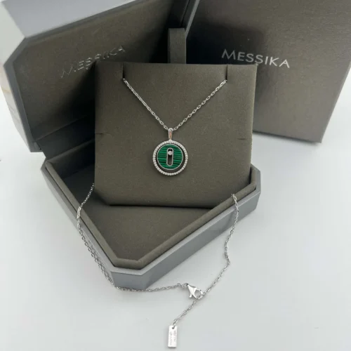 Messika Lucky Move Malachite Single-Stone Sliding Necklace