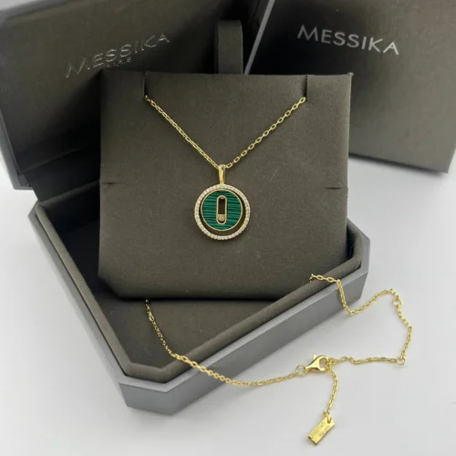 Messika Lucky Move Malachite Single-Stone Sliding Necklace