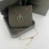 Messika Lucky Move Malachite Three-Stone Sliding Necklace