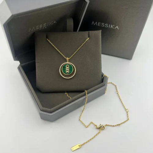 Messika Lucky Move Malachite Three-Stone Sliding Necklace