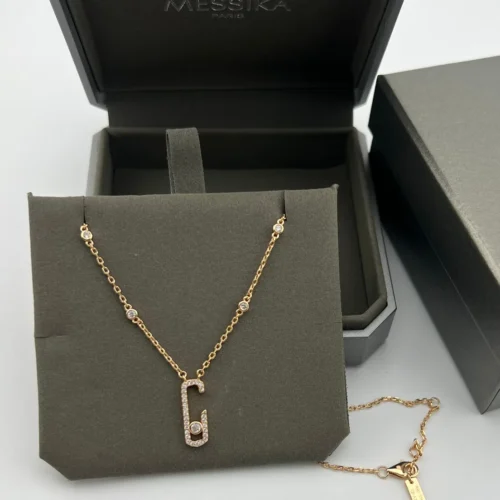 Messika Move Paperclip Single-Stone Pavé Necklace