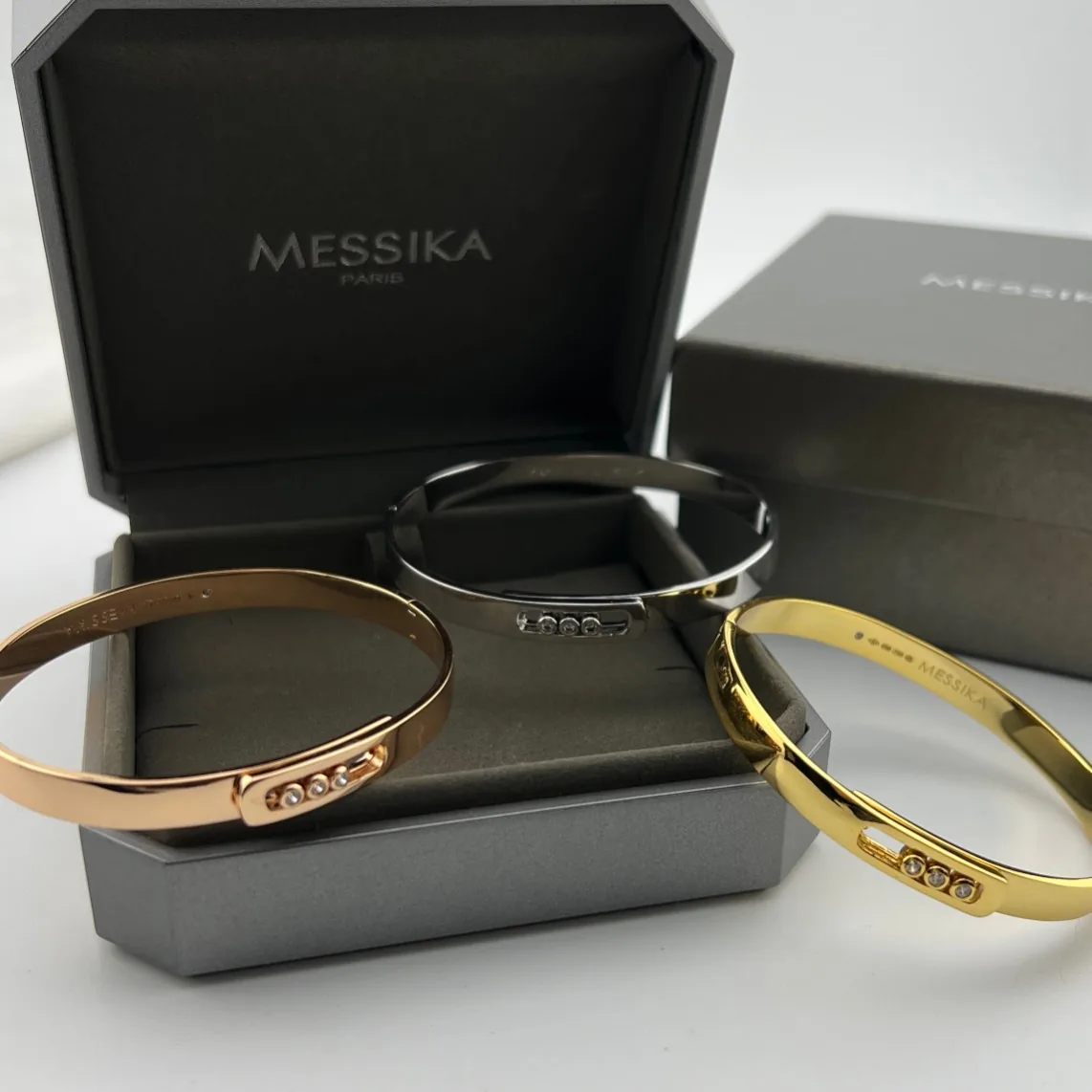 Messika Move Three-Stone Bangle Bracelet