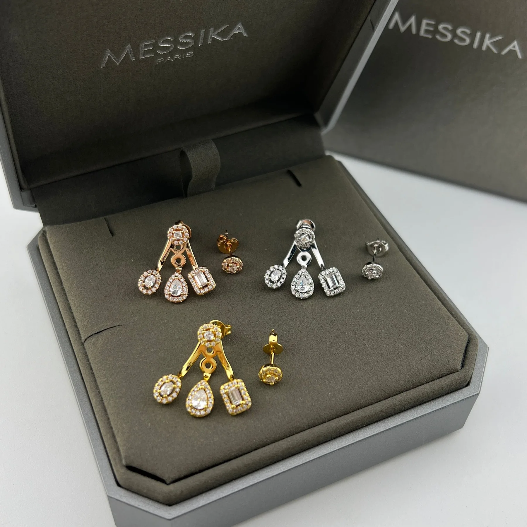 Messika My Twin Teardrop Asymmetric Stud Earrings