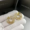 Messika Round Three-Stone Sliding Hoop Earrings