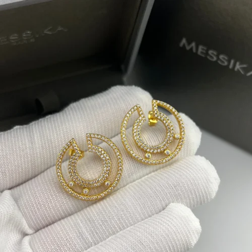 Messika Round Three-Stone Sliding Hoop Earrings