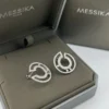 Messika Round Three-Stone Sliding Hoop Earrings