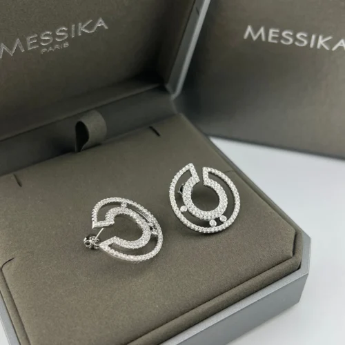 Messika Round Three-Stone Sliding Hoop Earrings
