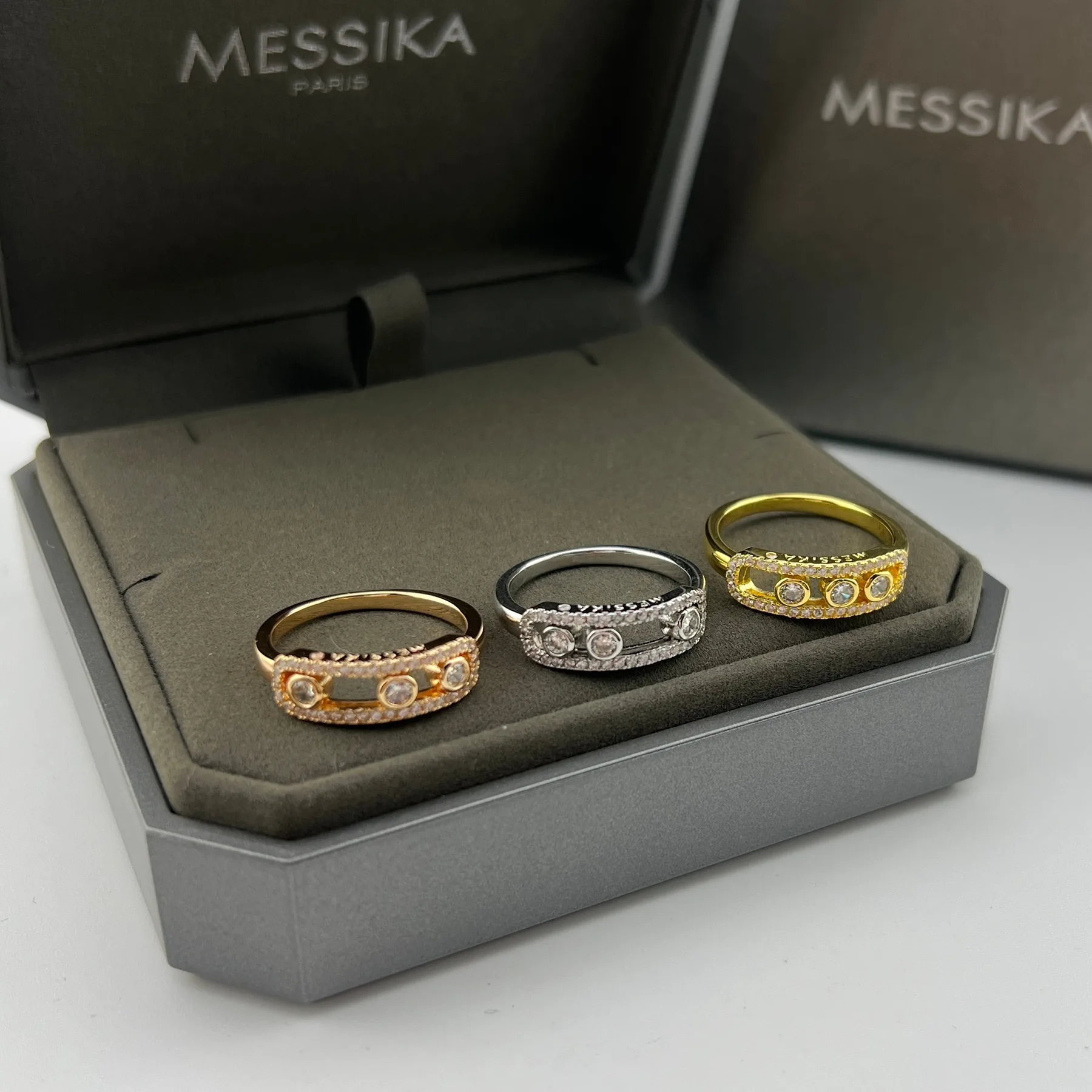 Messika Move Three-Stone Pavé Ring