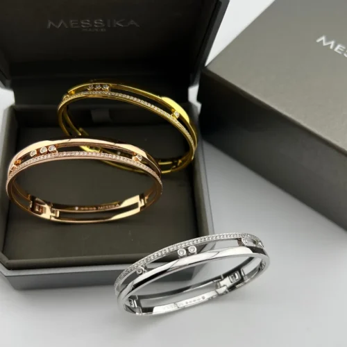 Messika Move Three-Stone Double-Layer Bangle Bracelet