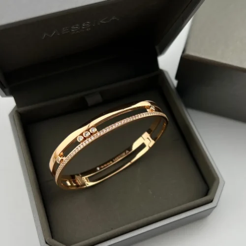Messika Move Three-Stone Double-Layer Bangle Bracelet