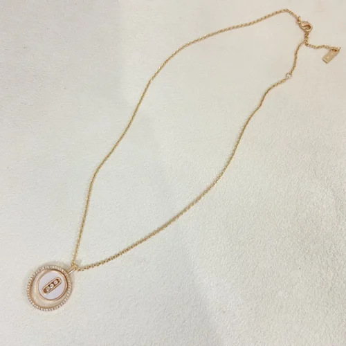 Messika Mother-of-Pearl Paperclip Three-Stone Necklace