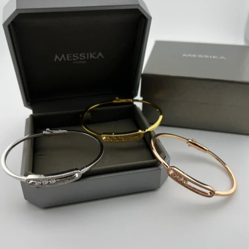 Messika Move Three-Stone Openwork Bangle Bracelet