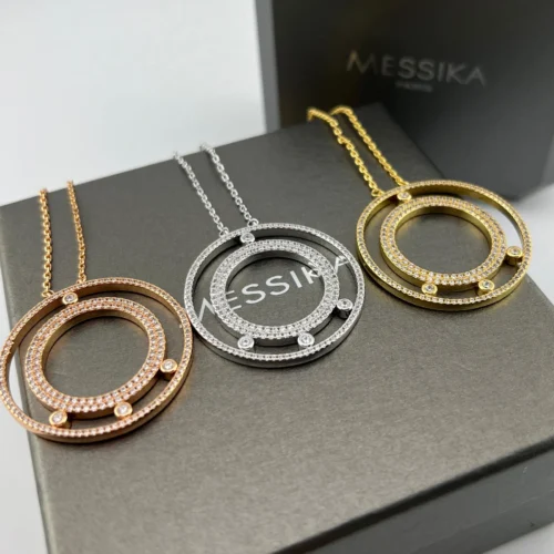 Messika Round Three-Stone Pavé Necklace