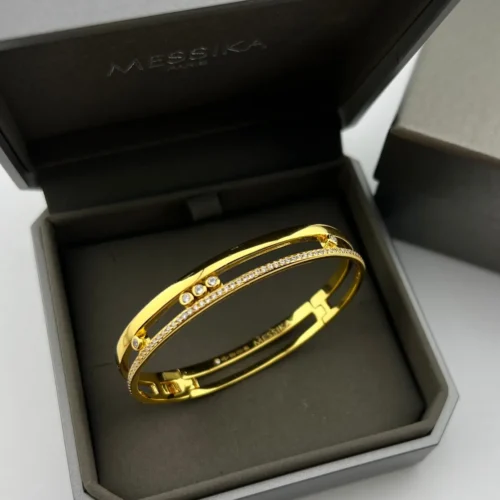 Messika Move Three-Stone Double-Layer Bangle Bracelet