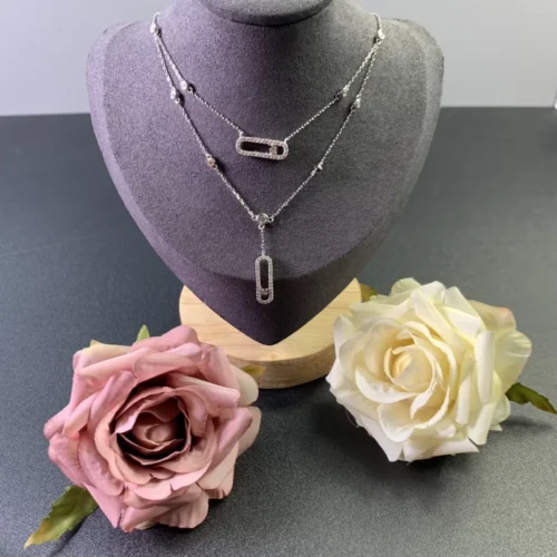 Messika 925 Silver Necklace & Earrings Set