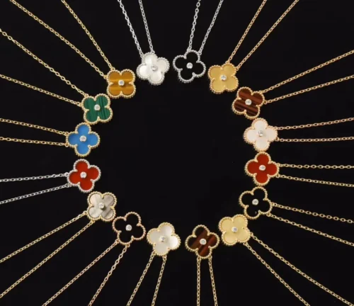 Van Cleef & Arpels Clover Stone-Accented Necklace