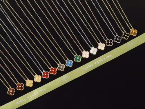 Van Cleef & Arpels Clover Stone-Accented Necklace